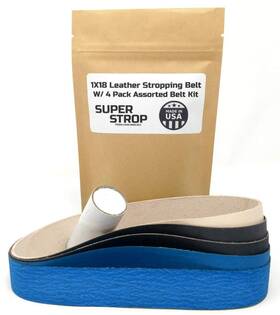 Super Strop 304624206405 1 X 18 Inch Assorted Sharpening Belt Kit With Leather Honing