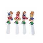 Supreme Cheese Spreaders Cheerleaders Set Of Pompoms Painted Ceramic Cheerleader