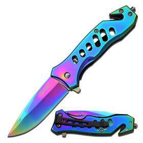 Tf-844 Tac-force Tac-force- Folding Pocket Knife Rainbow Tinite Coated Stainless Steel Bl