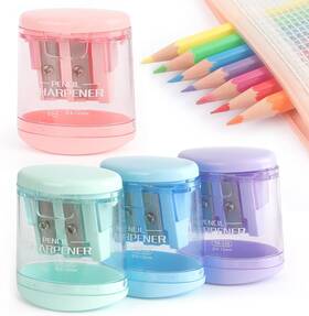 2025061601 Tamaki 4 Pack Pencil Sharpeners Manual Dual Holes Compact Colored Pastel Colors