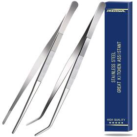 2pcs-12in Tangoowal 12 Inch Stainless Steel Tongs With Precision Serrated Tips For Surgical And Sea