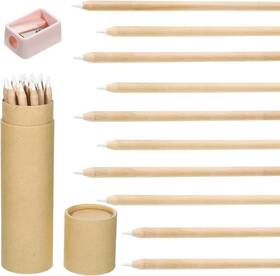 Drawing-09 Tenare Wooden White Chalk Pencils With Sharpener And 1 Count Pack Of 10