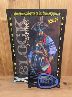 6680900011 The Block Sharpener Blue On Black Universal Knife Safety Grip Made In Usa