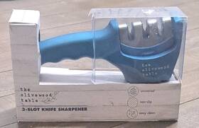 130s424nm The Olivewood Table 3-slot Knife Sharpener Blue Manual Kitchen Tool Non-slip New