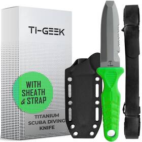 Ti Geek 970740452916 Titanium Survival Scuba Diving Fixed Blade Knife W Sheath And Straps - Holster