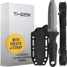 Tg006-bk Ti Geek Titanium Survival Scuba Diving Knife Fixed Blade Dive With Sheath And Str
