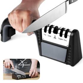 Tigersharp 727785400251 4 Stage Knife Sharpener Tool With Professional 800 Grit Whetstone Premium Kit