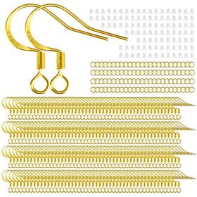 Topussess 726679814242 200 Pcs/100 Pairs Earring Hooks Hypoallergenic 925 Sterling Silver Plated 18k