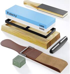 Mdsk02tp02 Totety Sharpening Stone - Ideal Whetstone And Tumbler Knife Sharpener Leather Strop Kit