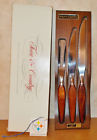 Town Country Vintage Fleetwood Stainless Carving Set In Wood Rack