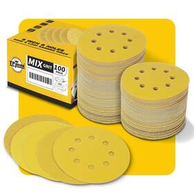 58mix Tpmax 100pcs 5 Inch 125mm 8 Hole Sanding Discs Sandpaper Mixed Grits - Pr... Fast Ship