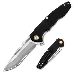 Trock Tr00c Pocket Knife - 3.27 Inch Damascus Steel Edc With G10 Handle Tactical Foldi