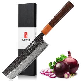 Nk7-h01 Turwho 7-inch Japanese Nariki Knife Hand Forged 67 Layer Damascus Steel Kitchen Chef