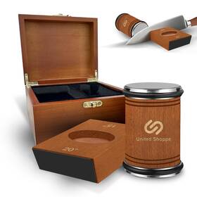 United Shoppe 762998632099 Rolling Knife Sharpener With Protective Wooden Box Sharpening Kit Off