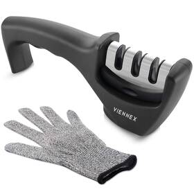 Viennex 767501990611 Kitchen Knife Sharpener - Professional Handheld 3 Stage Sharpening Tool For C