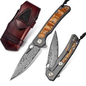 V2601dm Vnla Handmade Japan Damascus Steel Pocket Knife 3.39in Vg10 Blade Folding Kn