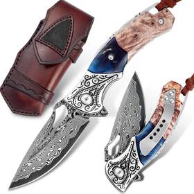 Vnla Vn2404dm Damascus Folding Pocket Knife Forged Steel Blade New Material H