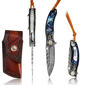 Vn2503 Vnla Handmade Damascus Steel Folding Pocket Knife Vg10 Core Men And Wo