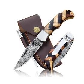Vcc005 Vulture Crafts Club Damascus Pocket Knife For Men Handmade - 6.5 Inches Fold Inch .. Fast Ship