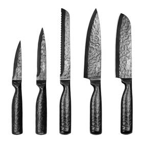 Mk006-knife Vvwgkpk Kitchen Knife Set 5pcs Black With Ergonomic Handle H