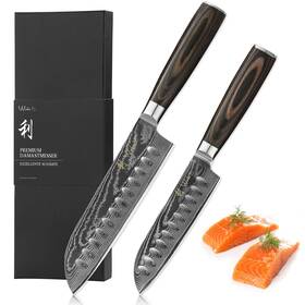 Wakoli 250567709359 Edib Essentials 2-piece Damascus Kitchen Knife Set Santoku And Smal