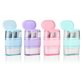 Waremew 791974793486 4 Pcs Manual Pencil Sharpener With Eraser Double Hole Multicolored
