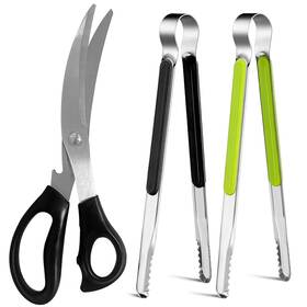 Weogot 733039988857 Kitchen Scissors. Korean Barbecue Scissors And Tongs Set S... Fast Ship