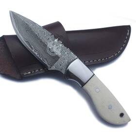 Dcx17-7 Wolfklinge Handmade Damascus Steel Fixed Blade Knife With Full Tang Bone Handle And Prem