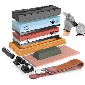 Wucgea 709414966543 Knife Sharpening Stone Kit 400/1000 3000/8000 Grit Wet Kitchen Whetstone Kn