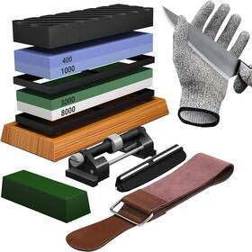 Yeopasda 445026550574 Premium 4-sided Knife Sharpening Stone Set With Accessories And Bamboo Base