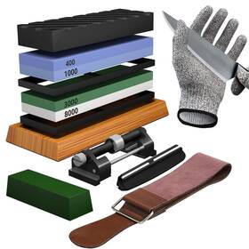 Yeopasda 784581335446 Knife Sharpening Stone Set - Premium 4 Side Grit 400/1000 3000/8000 Whetstone