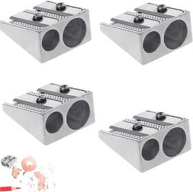 Zhuluck 702999279770 4 Pcs Magnesium Pencil Sharpener 2-hole Mini Hand Silver