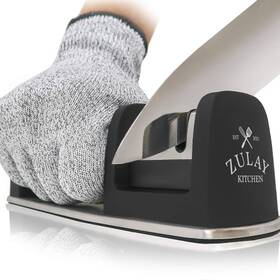 Zulay Kitchen 093674184893 Knife Sharpener And Cut-resistant Glove - 2-stage Sharpening
