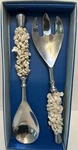 Vintage New Nos Coastal Seashell Handle Salad Servers Spoon & Fork Set India. Fixed Price $35.00.