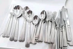 37 Piece Set Waterford Flatware Carleton Ribbed Silver Tone Stainless China. Fixed Price $410.85.