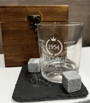 Whiskey Stones, Coaster, Glass, & Case Set Aged Perfection Ltd 1954. Fixed Price $19.99.