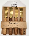 Urban Cupboard Set Of 4 Spreaders Stainless Steel Gold Tone W/acai Wood Handles. Fixed Price $14.99.