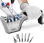 5-IN-1 Knife Sharpener 4 Stage With Cut-resistant Glove, Quickly Sharpens & Rest. Fixed Price $26.92.