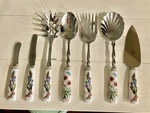 Portmeirion Botanic Garden Prill Hostess Set Serving Spoon Butter Knife Pasta. Fixed Price $325.00.