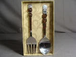 Cypress Home Salad Servers, Original Box W/ Glass Beading On Handle. Fixed Price $30.00.