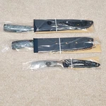 Blue Jean Chef 3-PIECE "denim" Kitchen Knife Set & Sheaths Forged Steel Cutlery. Fixed Price $14.00.