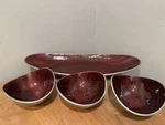 Simply Designz Handcrafted Red Art Glass Bowls & Oval Platter Set India. Fixed Price $59.40.