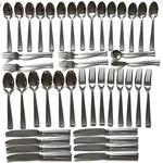 Pfaltzgraff American Bead 18/8 Stainless Flatware 43 Pcs Set Fork Spoon Serving. Fixed Price $89.75.