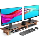 Aothia Solid Wood Dual Monitor Stand Riser For Desk, 43 Inch Black Walnut Com.... Fixed Price $72.85.
