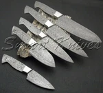 Smart Knives Hand Made Damascus Steel Set Of Five Pcs Chef Knife Kitchen Blanks. Fixed Price $99.99.