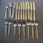 Cambridge Stainless Flatware Set 19 Pc Knives Forks Spoons Modern Pattern. Fixed Price $34.00.