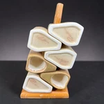 Jorge Padilla Mexico Stoneware Mug SET6PC Triangular Brutalist Pottery Wood Base. Fixed Price $60.00.
