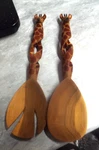 2 Carved Twisted Giraffe Salad Serving Spoons - Jedando Handicrafts 11". Fixed Price $14.99.