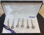 Vintage Mcm Sterling Silver Hors D'oeuvre Cocktail Canape Forks Picks Set Of 6. Fixed Price $124.99.
