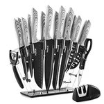 Kitchen Knife Set With Acrylic Stand Scissors Peeler Sharpener 19 Pcs Keewah. Fixed Price $55.86.